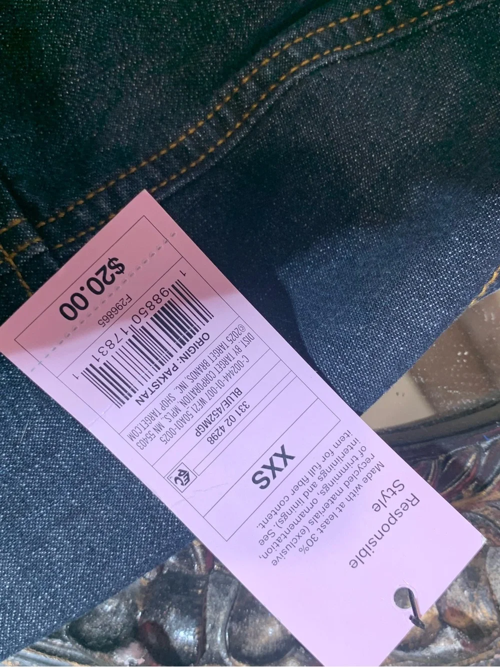 wild fable Dark Blue Denim top with Contrast Stitching - Picture 3 of 5